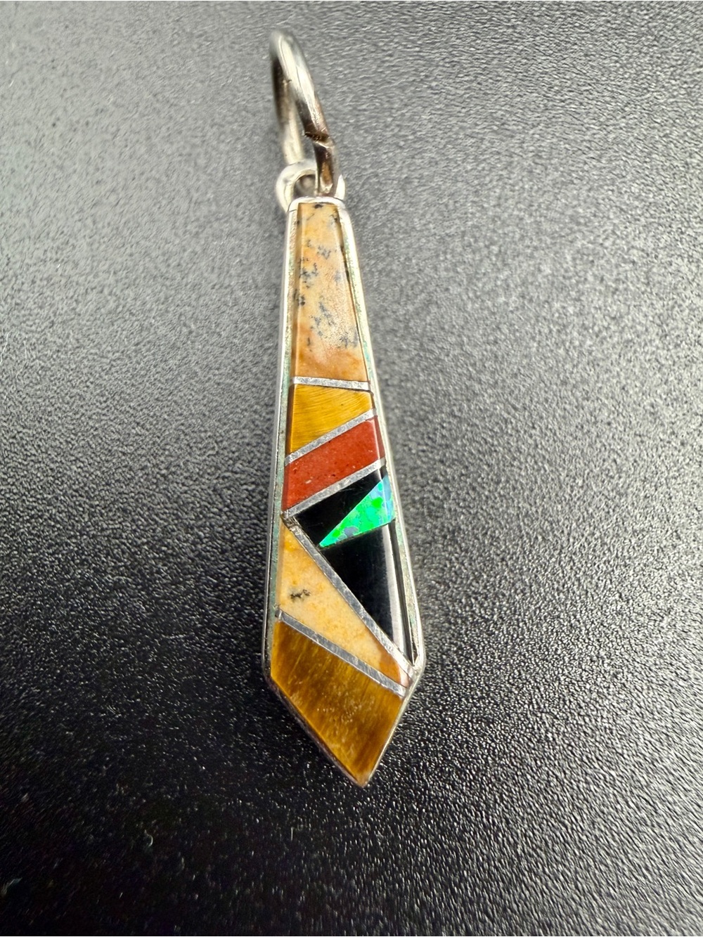 Calvin Begay Pendant Sterling Silver Navajo Jasper Opal Onyx Jasper Arrow Shield